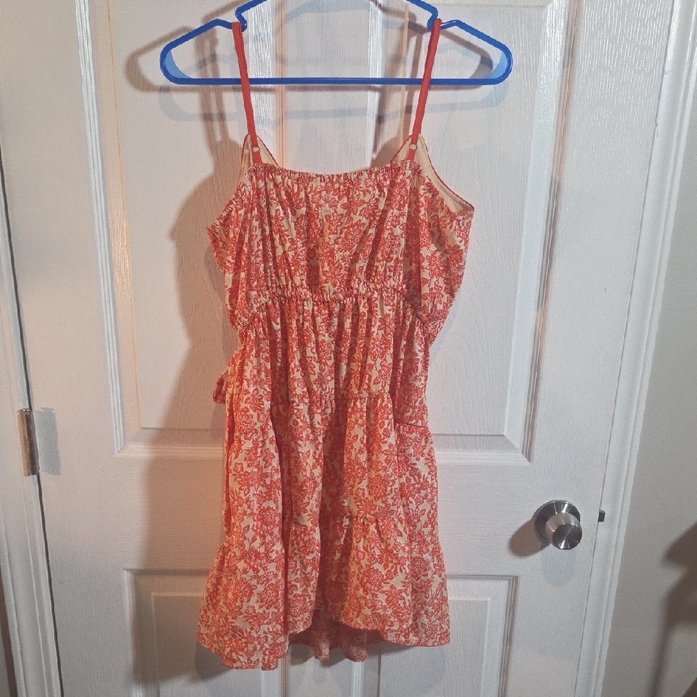 Band of The Free Dress Multi Tiered Floral Faux Wrap Babydoll Mini - Picture 5 of 7